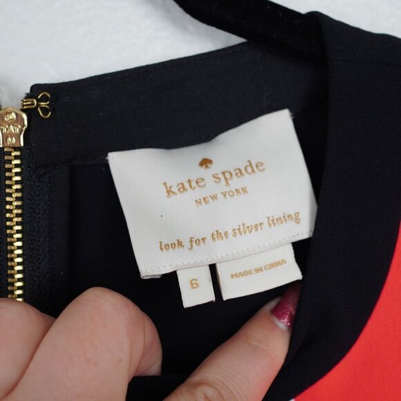 Kate Spade Colorblock Long‎ Sleeve Shift Dress With Back Zipper Size 6 - Picture 6 of 6